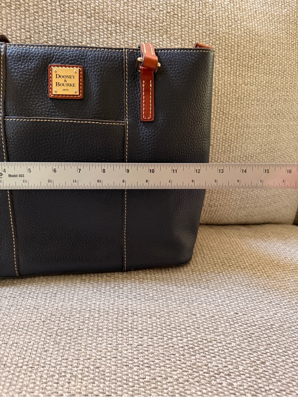 Dooney & Bourke Navy Pebble Leather Tote Red Lining - Picture 10 of 13